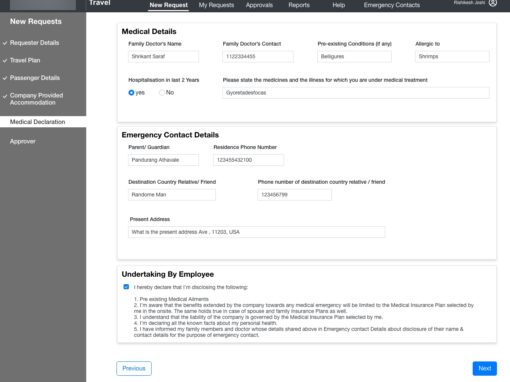 Travel Management - Medical Declaration